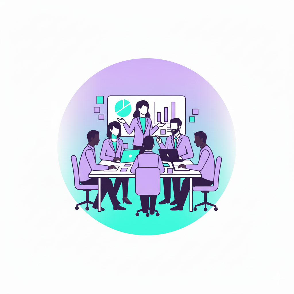 A bold purple-toned professional scene representing organizational strategy, operational systems, and event leadership.